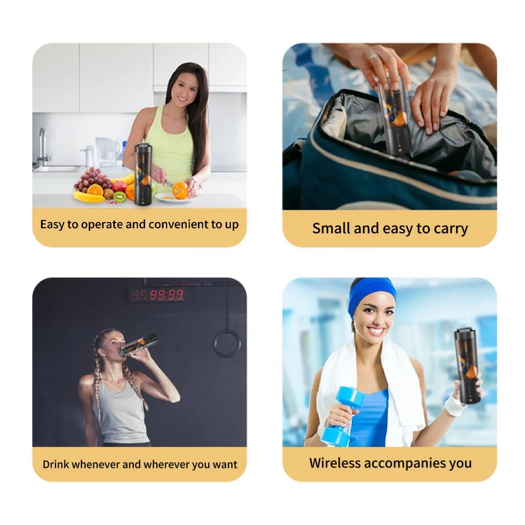 Professional Waterproof Portable Blender Shakes and Smoothies 16 Oz  Type-C Rechargeable Personal  Mini Blender