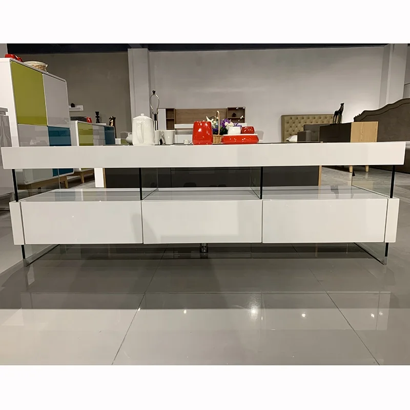 Modern High Gloss White TV Stands SGBQ002 LED Living Room Furniture