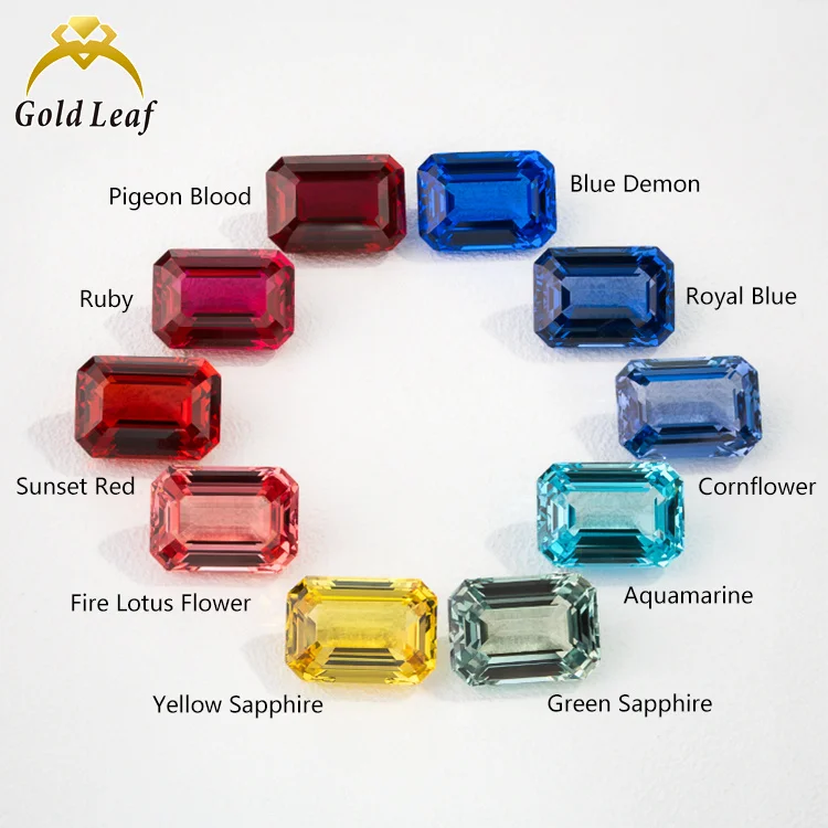 Goldleaf Factory Price Lab Grown Sapphire Emerald Cut GRC Certified Colored Loose Gemstone for Jewelry Making