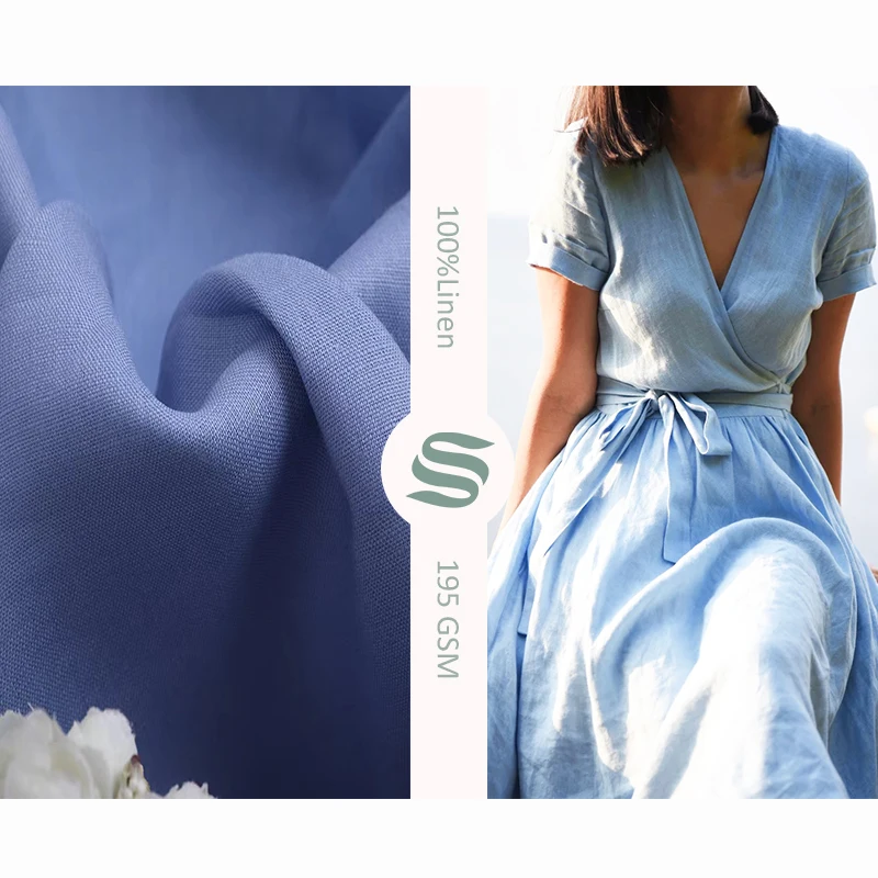 Hot selling 100% flax linen fabric solid color nature fabric breathable cool customization linen fabrics for garment