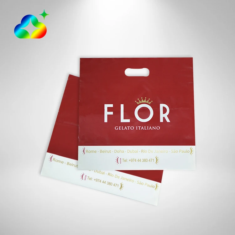 Wholesale HDPE Foldable Recyclable Plastic Die Cut Handle Luxury Shopping Bags With Custom Logos
