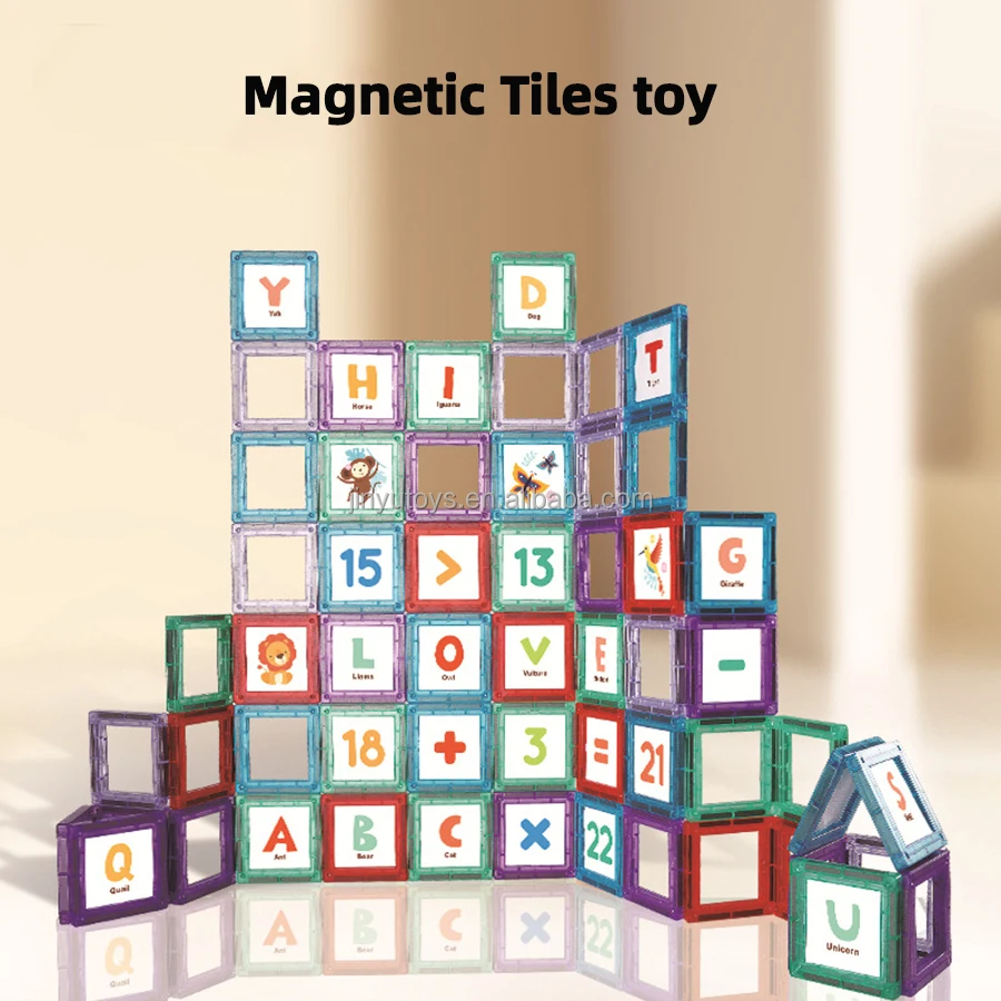 Factory  Custom Toddler early learning educational toy kids abc alphabet block for children Magnetic Tiles Building Block Bricks