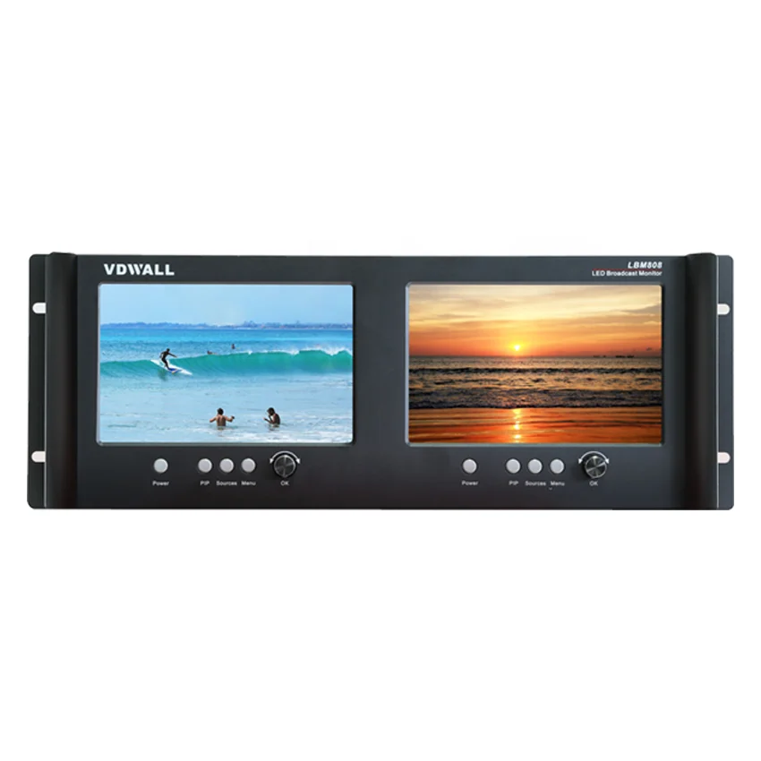  VDWALL LBM808 вещательный монитор 4U стойка монтаж RS232 HD DVI SDI VGA CVBS 2 *