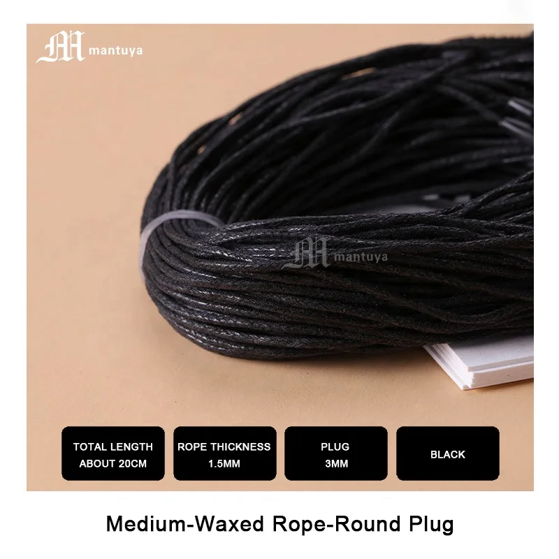 Custom Plastic Snap Lock Tags Wax Rope Seal Cord Label Hang Tag String 20cm for Garment
