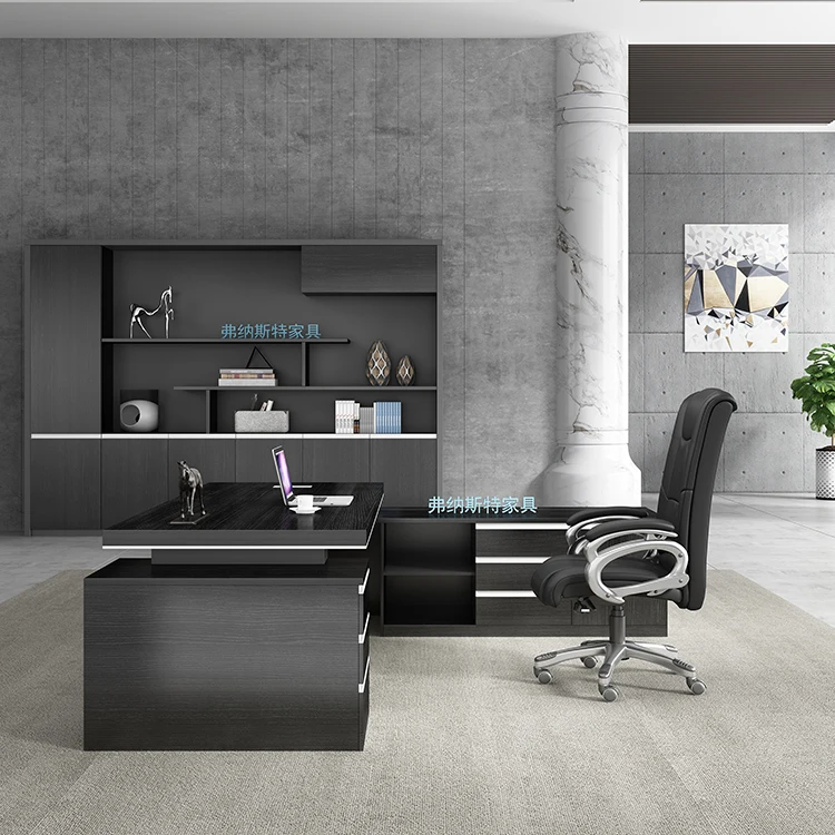 2021 New style modern wooden office furniture walnut color boss desk office desk