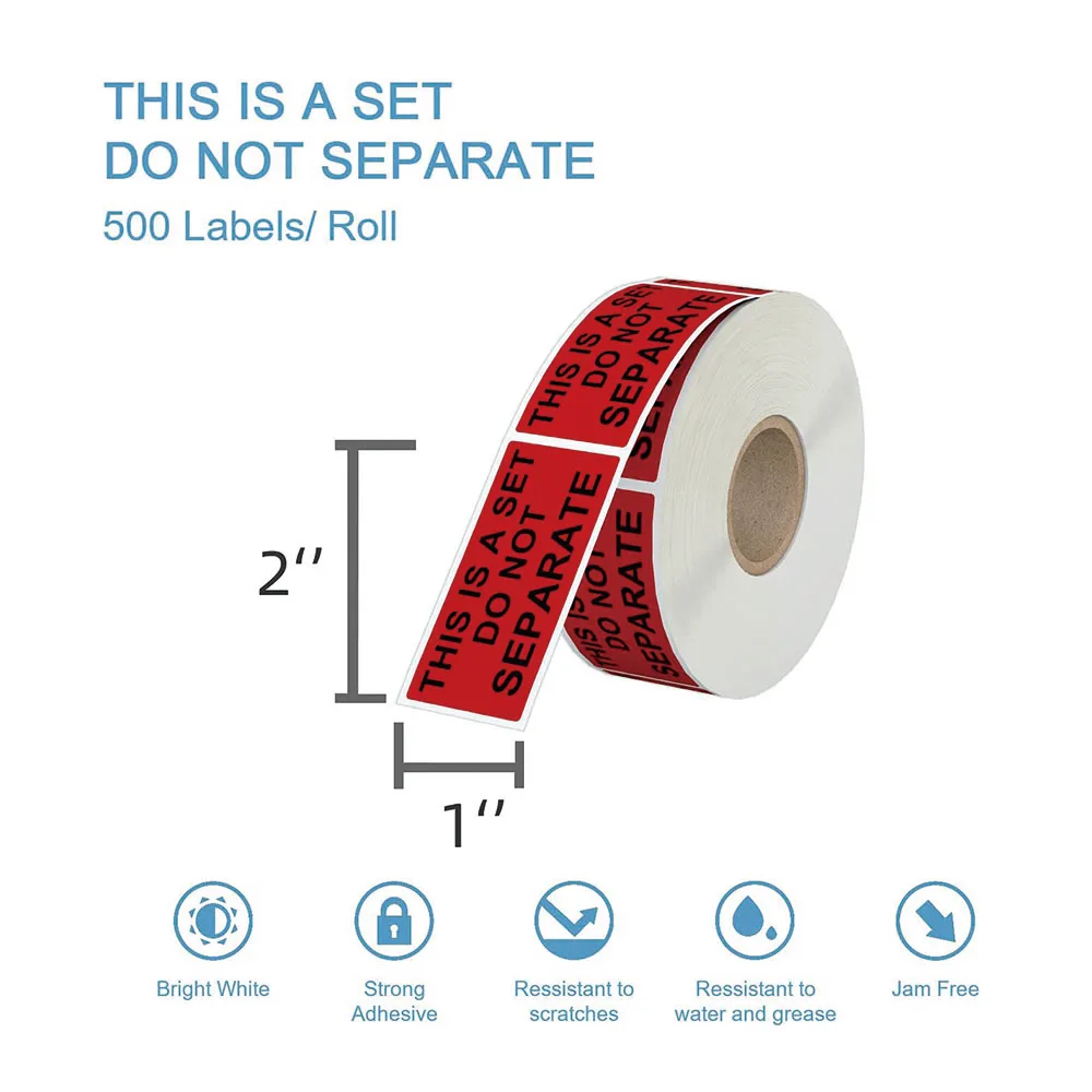 Dark Red Warning Label This Is a Set Do Not Separate Fluorescent Red FBA Packing Labels Permanent Adhesive Shipping Labels