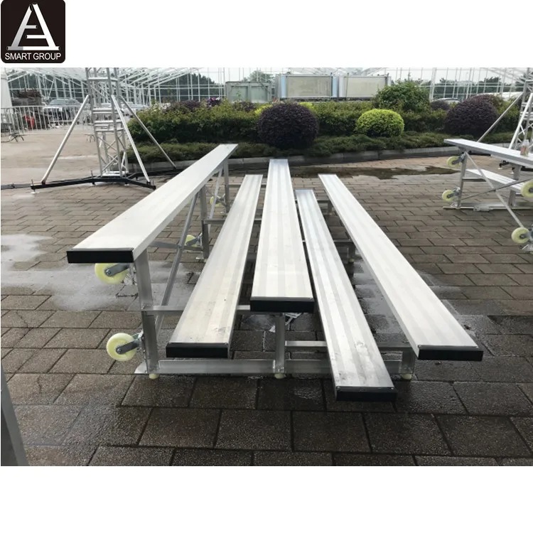 Indoor Gym Tip-N-Roll Bleachers 3 Row 15 Seat Aluminum Bleacher  For Basketball Court