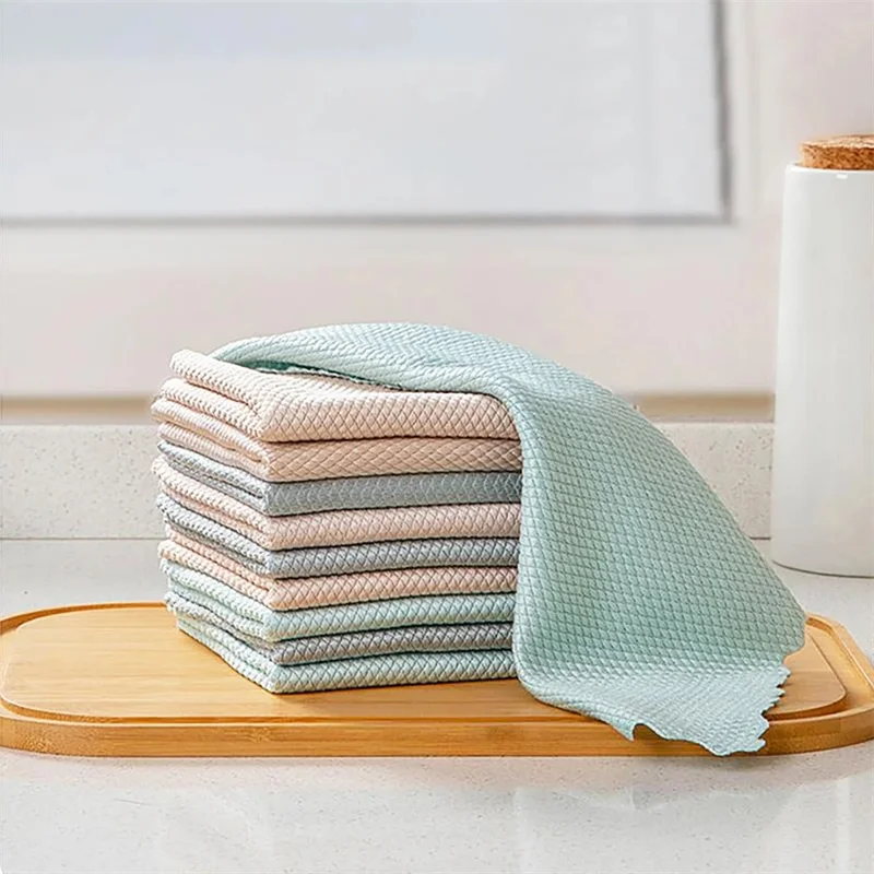 Microfiber Fish Scale Glass Towel Kitchen Cleaning Cloth