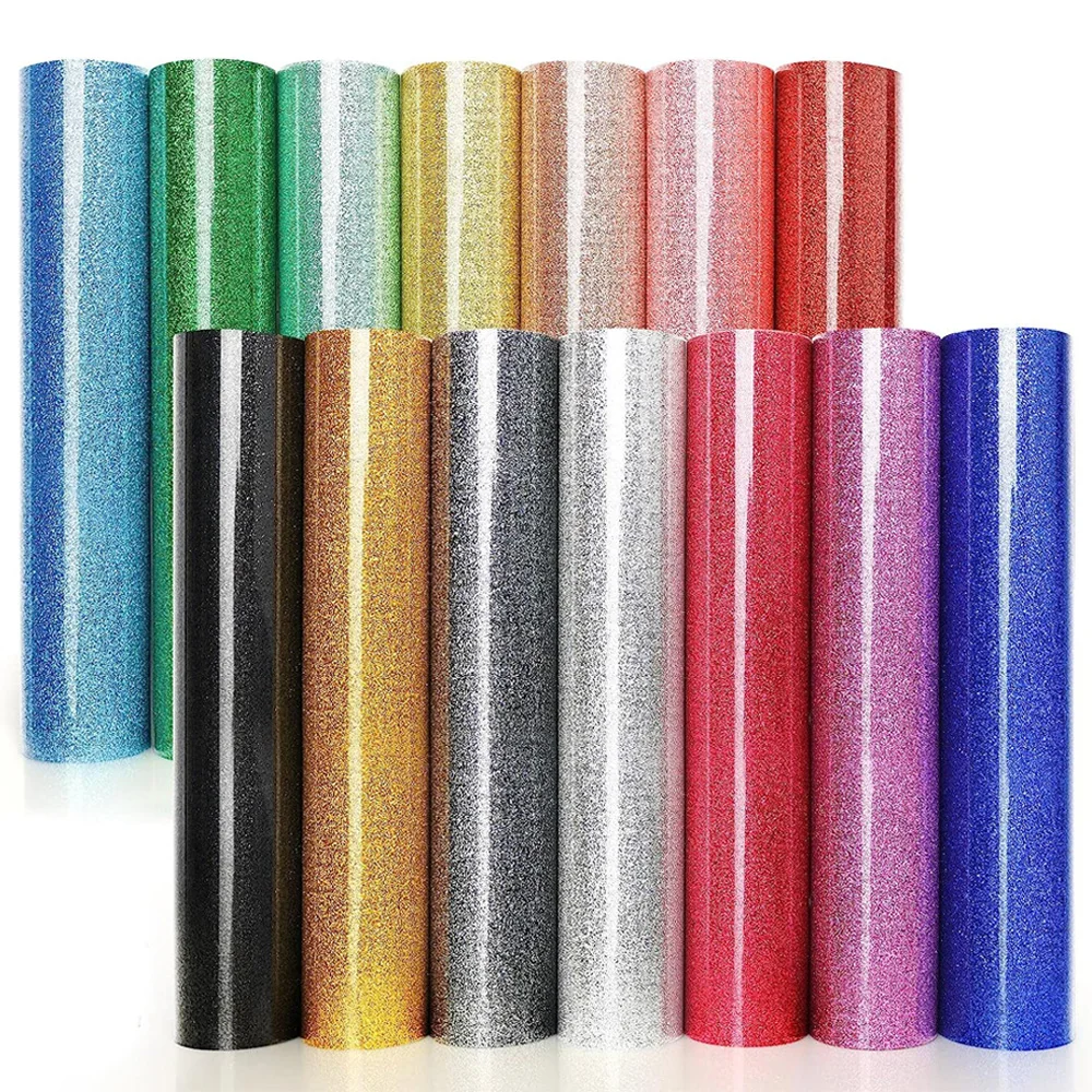 HTV-GLB Wholesale Glitter Sparkle Iron On Htv Heat Press Transfer vinyl Rolls Sheets For T Shirts Shoes Clothing textil Factory