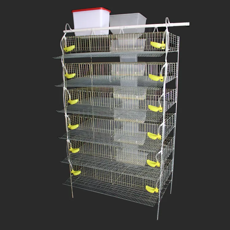 Metal wire commercial quail broiler layer cage breeding cage with drinker feeder full accessories