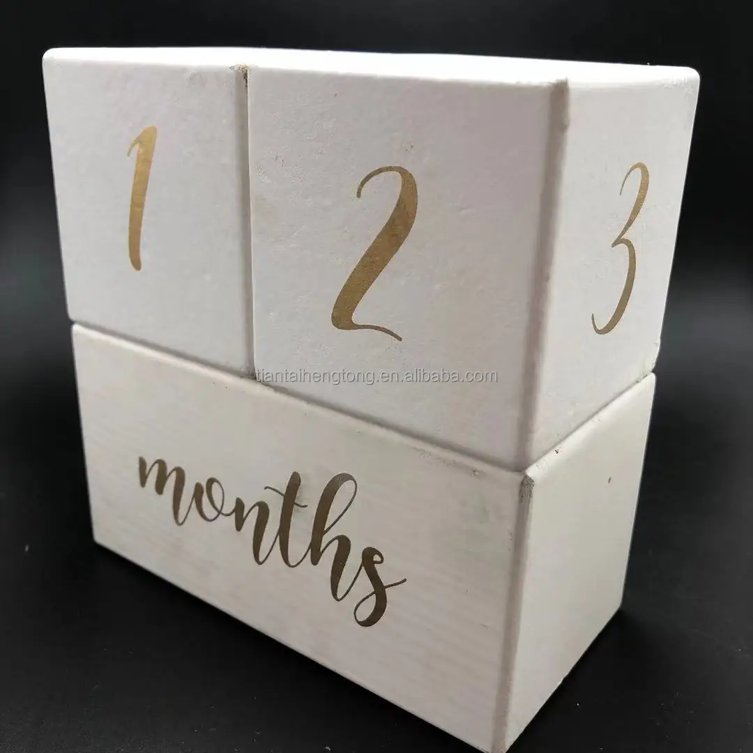 65mm MDF Wooden Cube Calendar Office Desk decoration countdown rectangular block DIY wooden cubic blocks