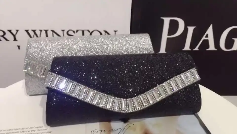 2022  New Ladies Clutch Bag Flashing Water Crystal European And American Dinner Evening Bag