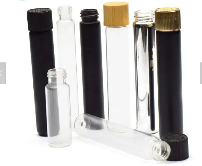 Luxury Packaging  Electroplate Child Resistant Matte Clear Colorful Grade Customized Glass Tube  rolled glass tube with CR cap