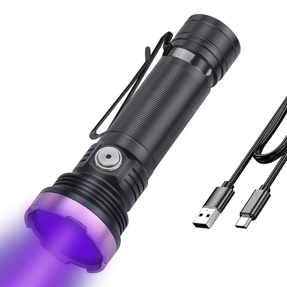 Boruit UV Flashlight 13W 365nm Mini USB Rechargeable Ultraviolet LED Light for Ore Cat tinea skin Scorpion Money Checker