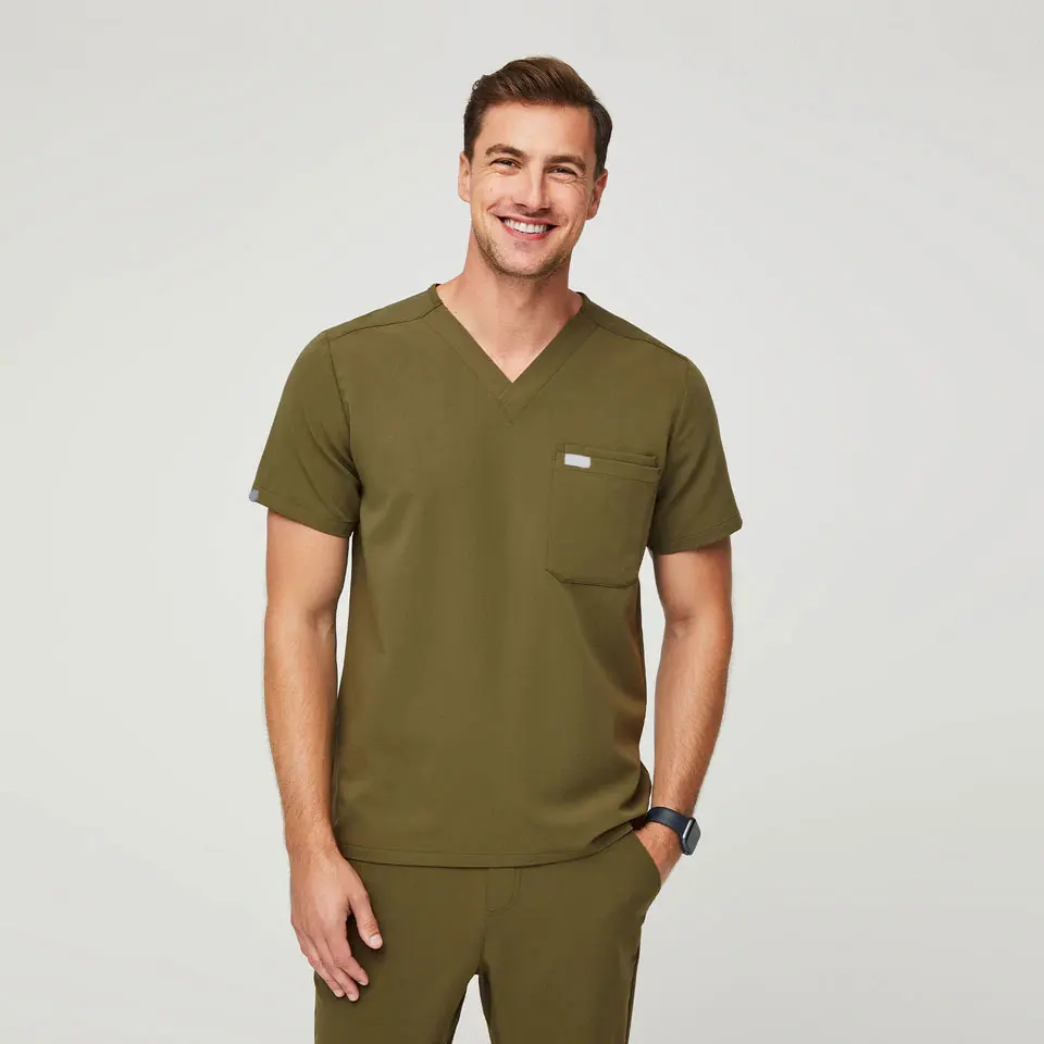 Bestex Dark Green Stacked Pants Scrubs Uniforms Sets for Men Scrub Uniform Designs Conjuntos De Uniformes