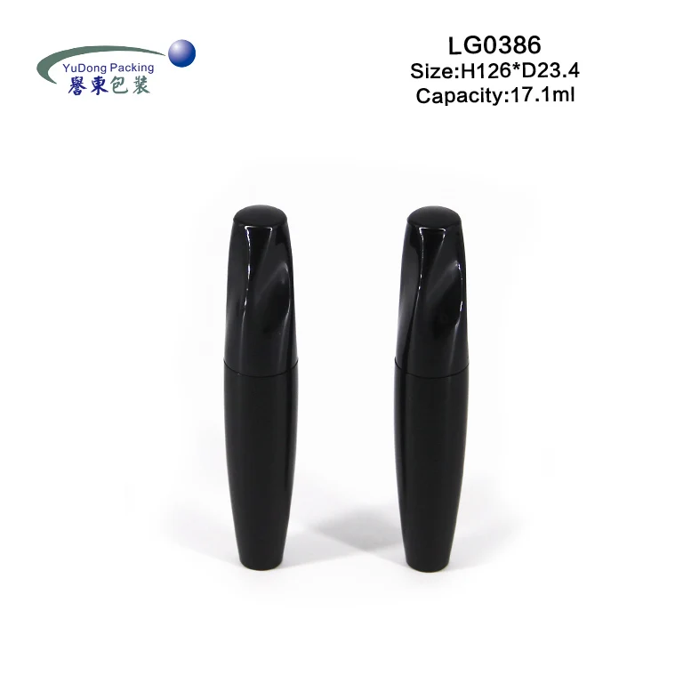 Оптовая продажа, черная индивидуальная торговая марка, косметические пластиковые пустые туши для ресниц, контейнер, упаковка с кисточкой