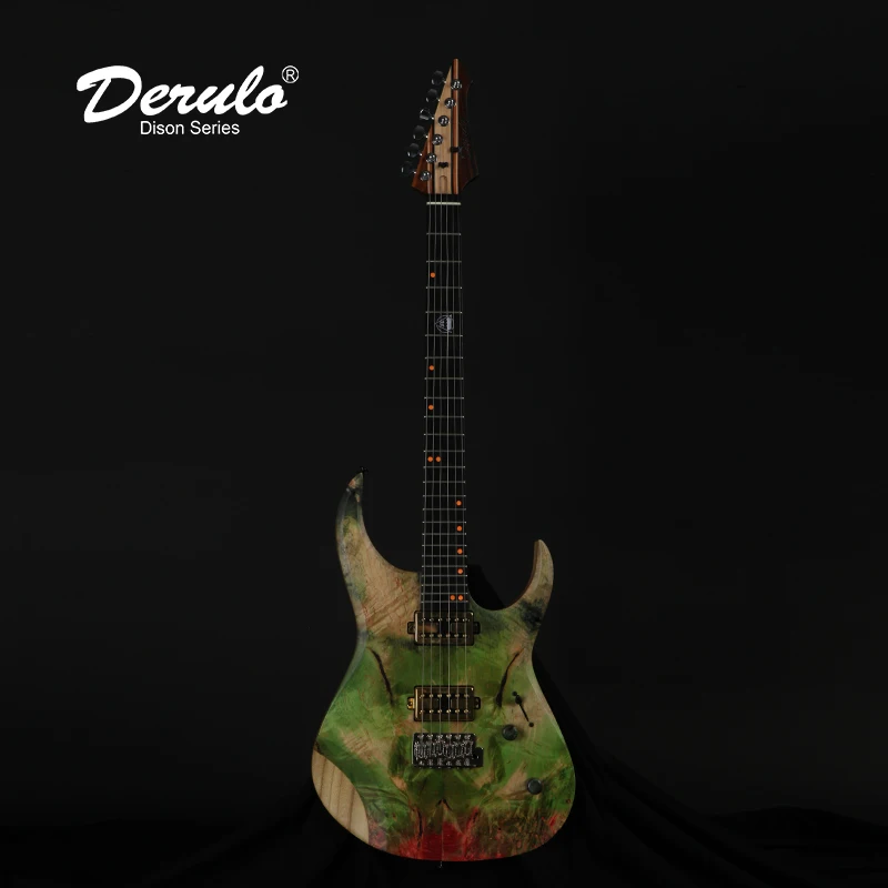 Электрическая гитара Derulo OEM, под заказ, высокое качество, 9 штук, черный Walnut Maple, палисандр и эбеновое дерево, стабилизированная букельная верхняя часть, под заказ
