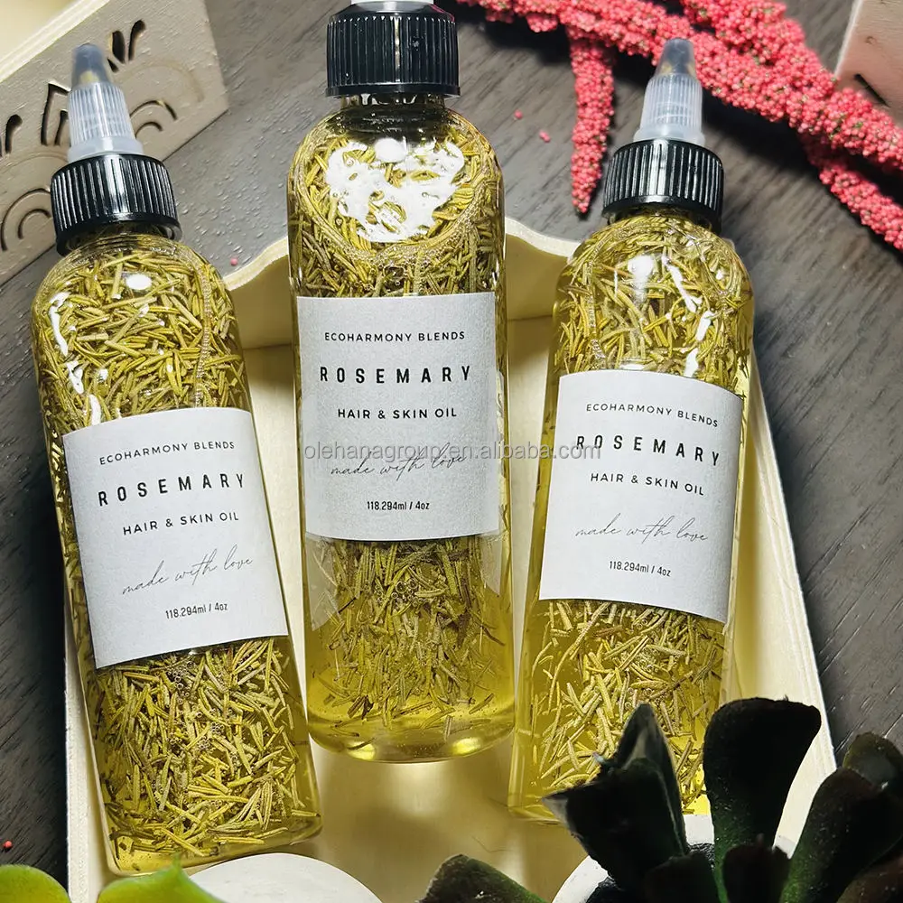 Private Label Homemade Herbal Vegan Olive Jojoba Castor Rosemary Avocado And Peppermint Hair Growth Oil For Men