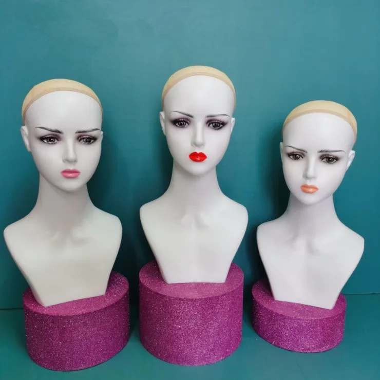 Realistic Mannequins Female Head Display Training Head Model Pretty Advance Big Cheap Mannequin-Head-With-Shoulders With Eyelids