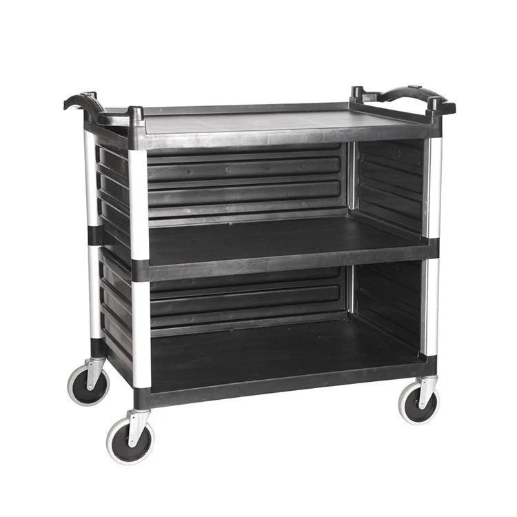 Multi-Purpose Large 3-Tier Food Service Cart Hotel Trolley Room Service Cart