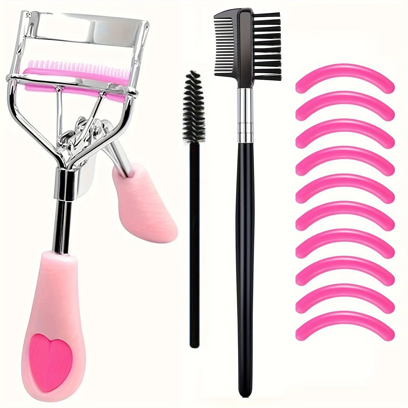 Eye Makeup Kit Eyelash Curler Applicator Tweezers Scissors in Black Rose Gold Rainbow Color