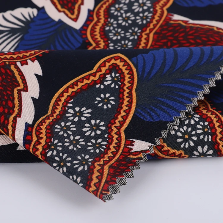 
Hot Sale 68% Rayon 28% Nylon 4% Spandex Colorful Elastic Printed Nylon Knit Fabric For Garment 