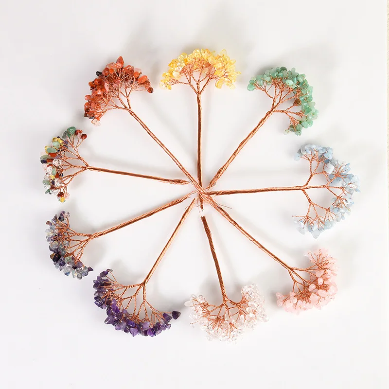 Wholesale Carved Multiple Clusters of Quartz Crystal Chips Natural Semi-Precious Gemstone  Tree Limb Making Home Decoration