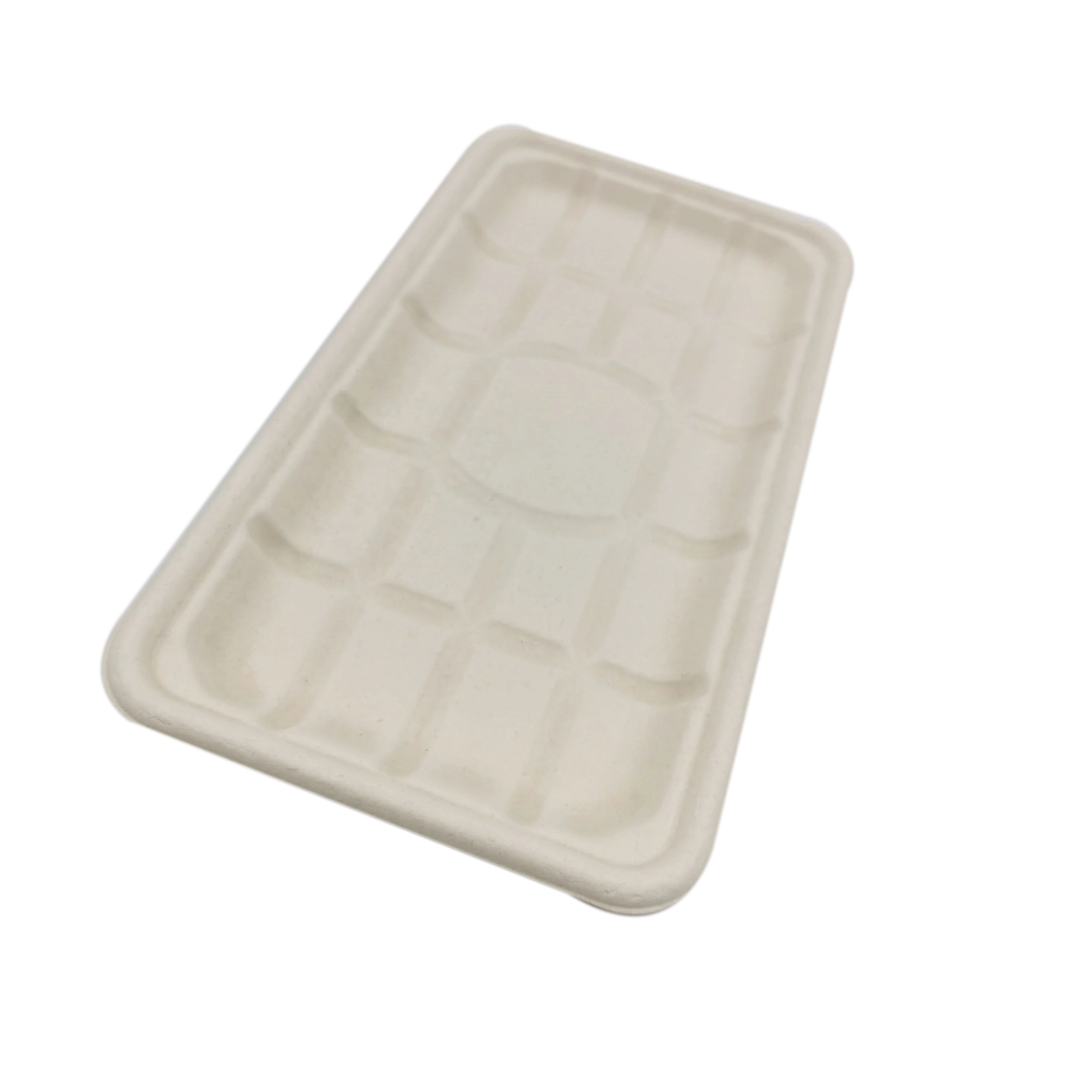 Disposable Compostable Trays Sugarcane Bagasse Paper Pulp Moulding  Trays