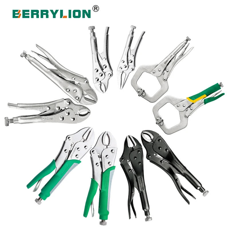 Berrylion 5/10/11 Inch Round/Straight/C Clamp Locking Pliers Tools set Vise Grip Curved Jaw Plier Other Hand Tools Alicates
