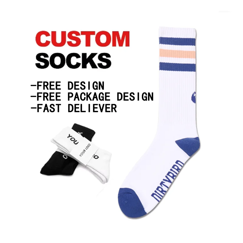 Striped cotton crew sock design sock custom logo quality wholesale soft sport socks