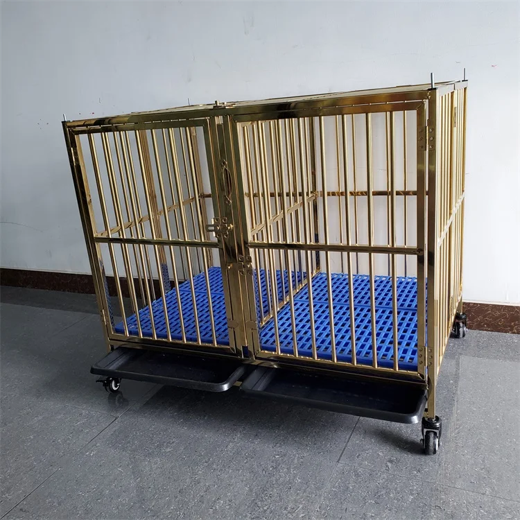 Can provide customized services stainless steel foldable single layer double gold heavy duty door steel cage for dog xxxl