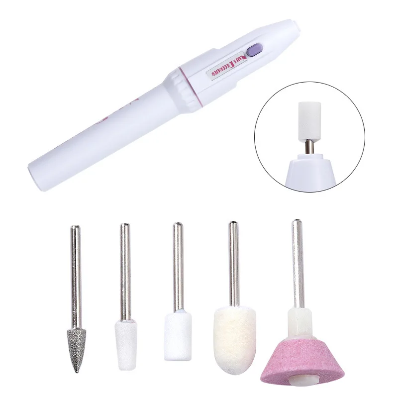 Pen Shape Electric Nail Drill Manicure Filer Kit Nail Polish Machine set with 5 Acrylic Gel Remover Pedicure Tools