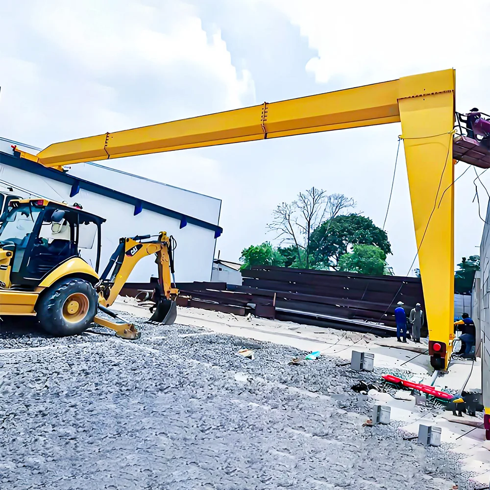 Factory outlet wheel type semi-gantry crane with electric hoist