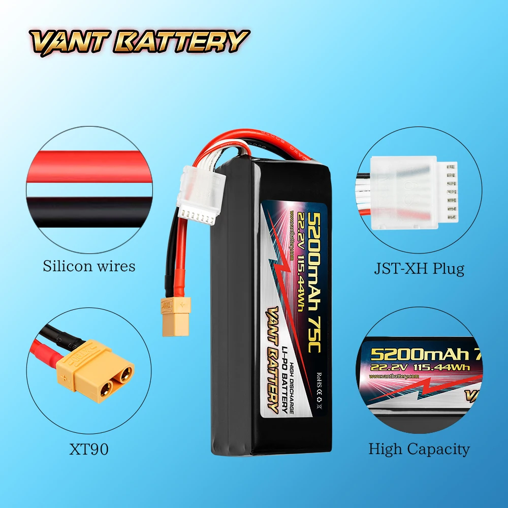  ОО 6S RC Lipo аккумулятор 22 2 V 5200 мА/ч 75C графеновой батареи мягкий чехол с XT90 для самолета/вертолета 1/8 Багги Truggy