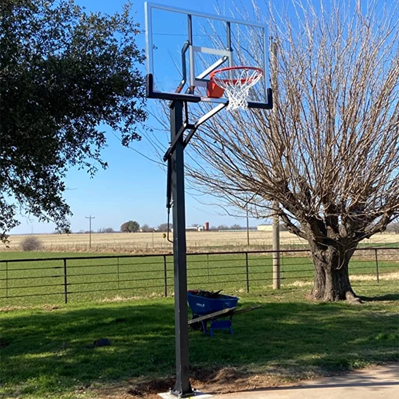 S022 In-Ground Basketball Hoops Adjustable Height Tempered Glass Backboard and Pro-Style Flex Rim.