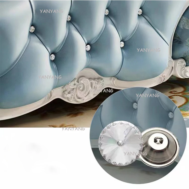 Yanyang customized 25mm decorative sofa glass button nail base 20mm furniture bed acrylic crystal button