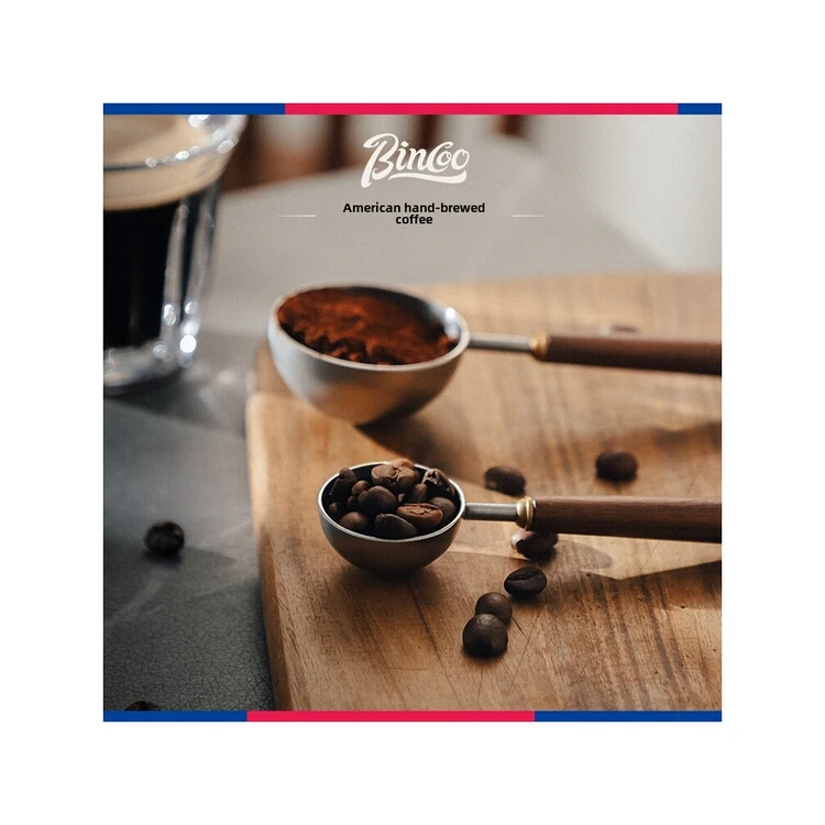 China Factory Special Walnut Wood Long Handle Coffee Spoons Stainless Steel Scoop for coffee shop