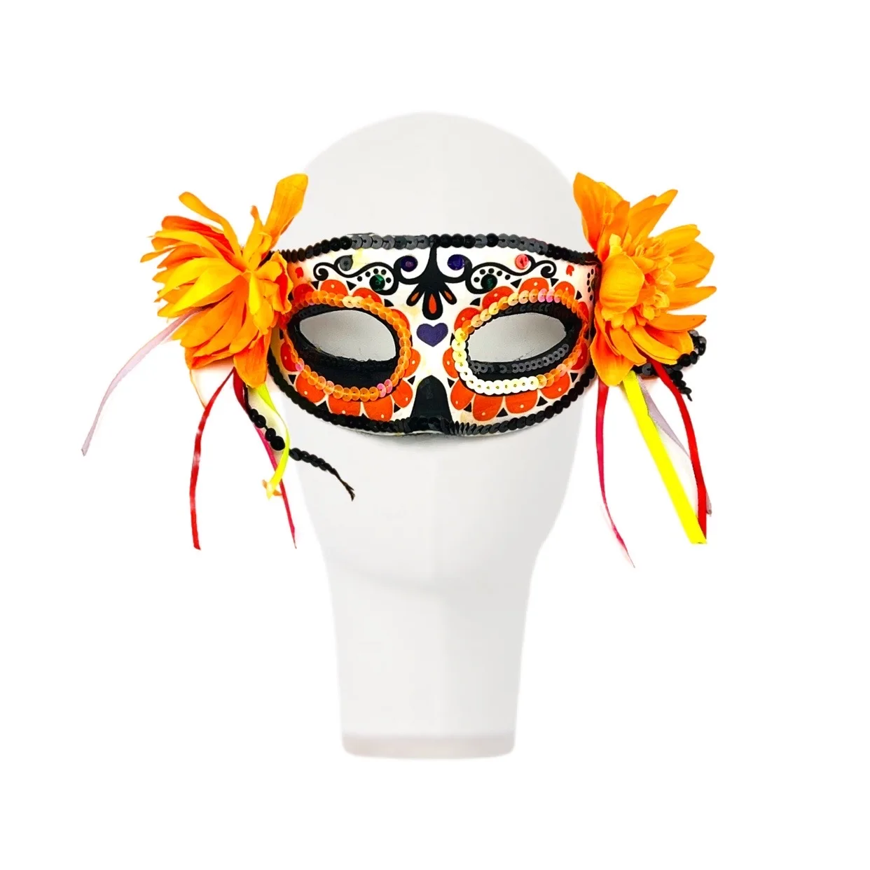Day of The Dead Skull-like Mexican Festival Costume Halloween Feather Party Masks for Adults