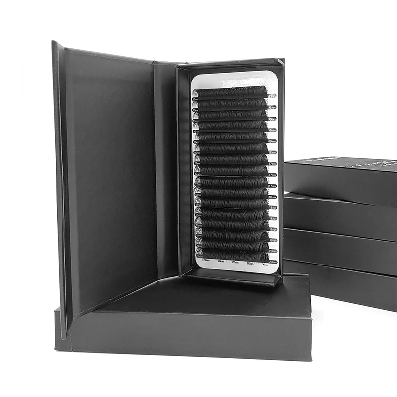 Private Label Wholesale Ready To Ship  Individual Mink Super Soft Dark Matte PBT Lash Extensions Classic Lash Extensions Trays