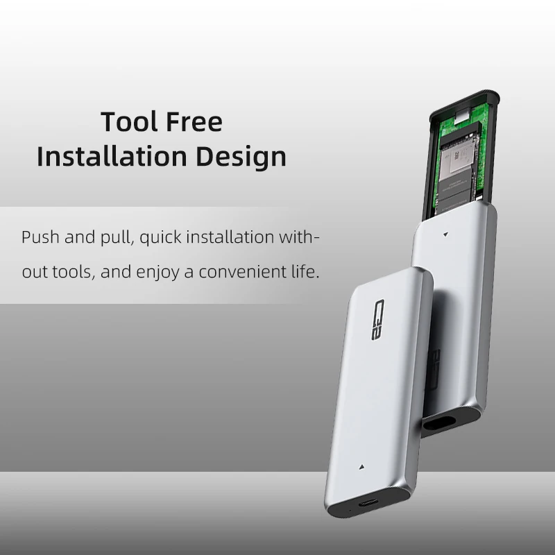 USB 3.1 GEN2 10Gbps m.2 nvme ssd to 2.5inch sata ssd USB external enclosure,Tool Free Hard Drive Reader Case