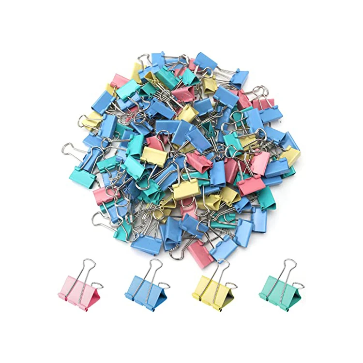 Portable Colorful Metal Binder Clips Clamps Custom Paper Clips Set for Office Home School Stationery Supplies