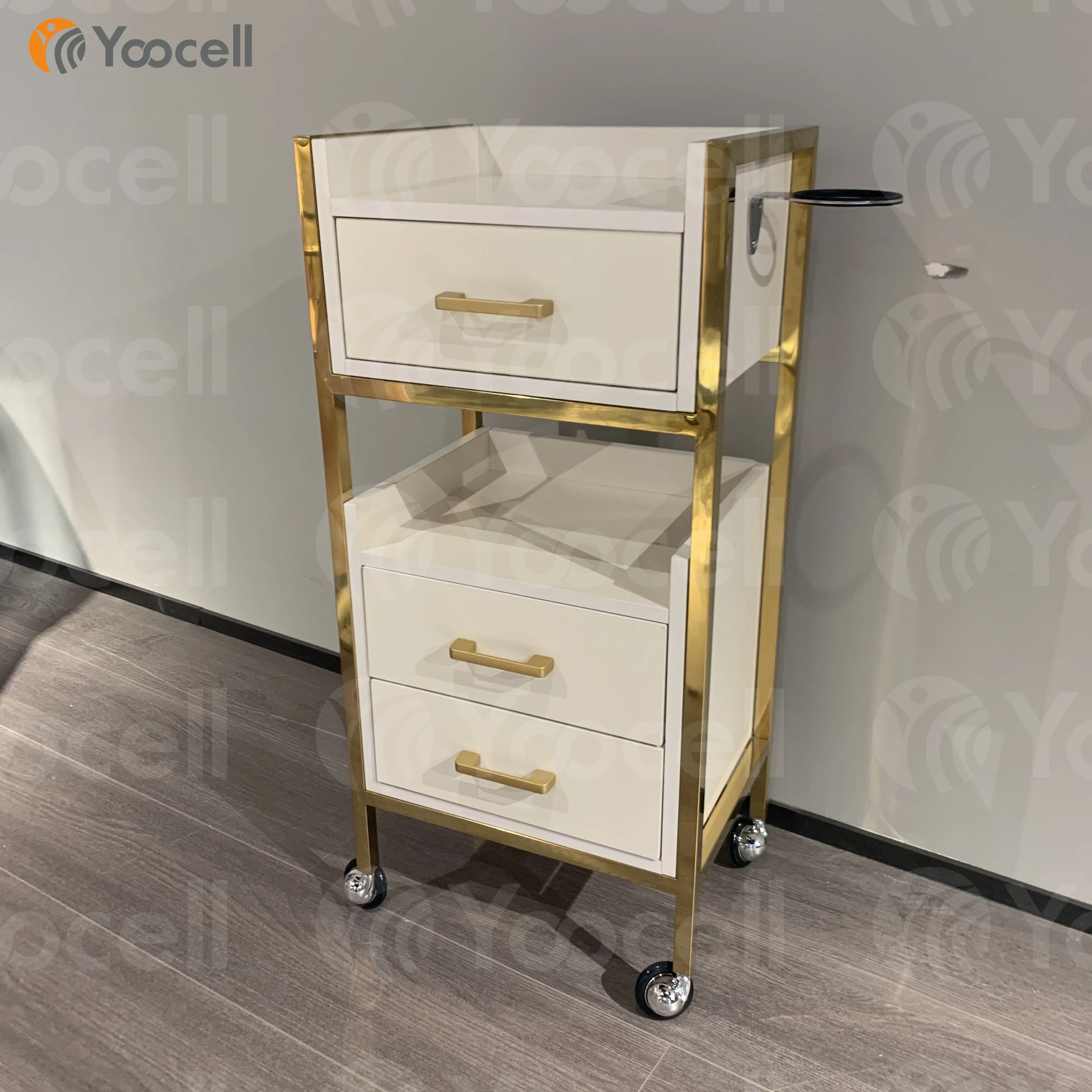  Yoocell Парикмахерская мебель деревянная салонная тележка Золотая рамка из нержавеющей стали роскошный стиль