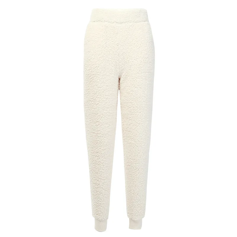 Europe and the United States autumn winter new pure color street lamb wool sports foot pants casual pants