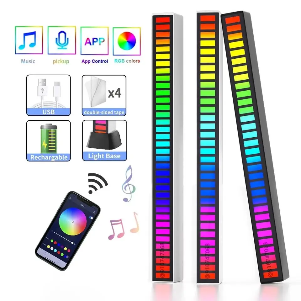 Управление звуком Rgb музыкальный ритм окружающая лампа светодиодные звукосниматели с управлением приложением для ритмичного