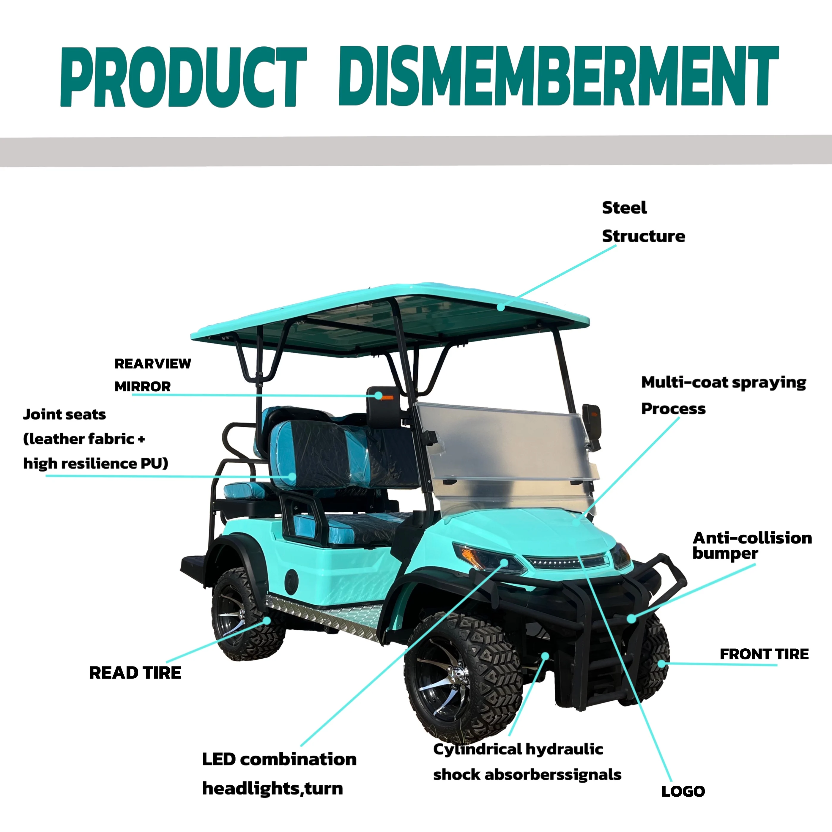 CL Customized Luxury Zone off Road Golf Carts Electric Lithium AC Motor Sightseeing Bus