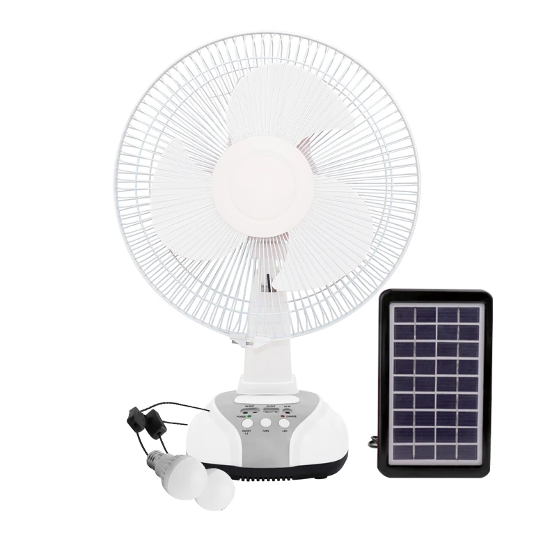 Small Solar Powered Electric Fan 12 Inch Rechargeable Table Fan Cheap Solar Fans With Led Light