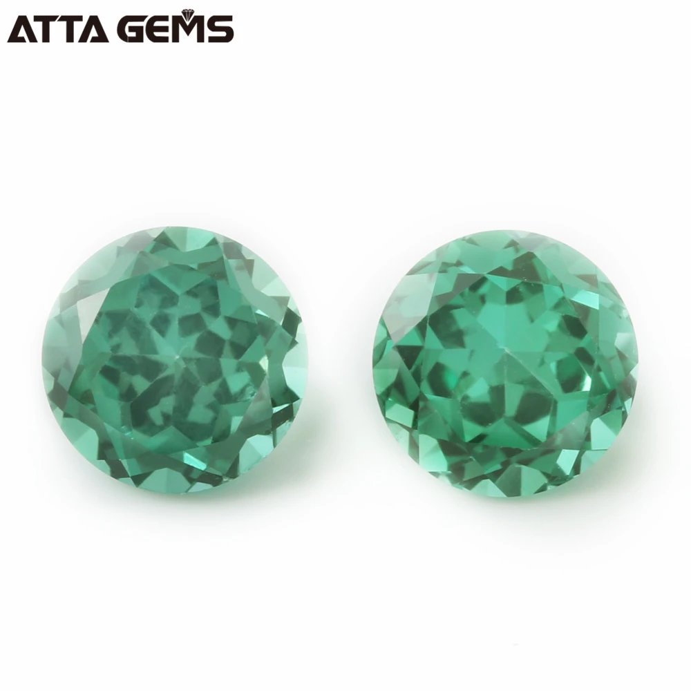 Round Shape Lab Created Green Sapphire Stone Rough Synthetic Green corundum Gemstone