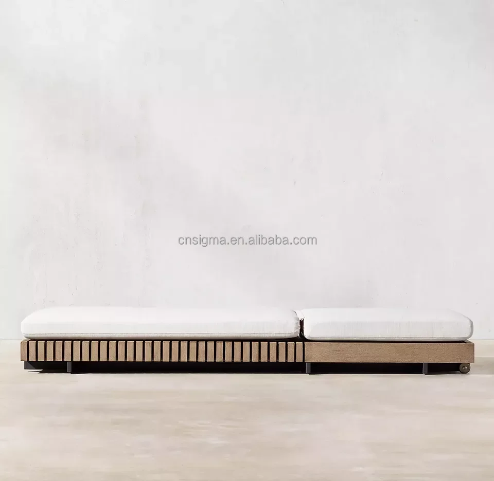 Customized beach pool sun lounger garden furniture adjustable teak chaise lounge with cushion