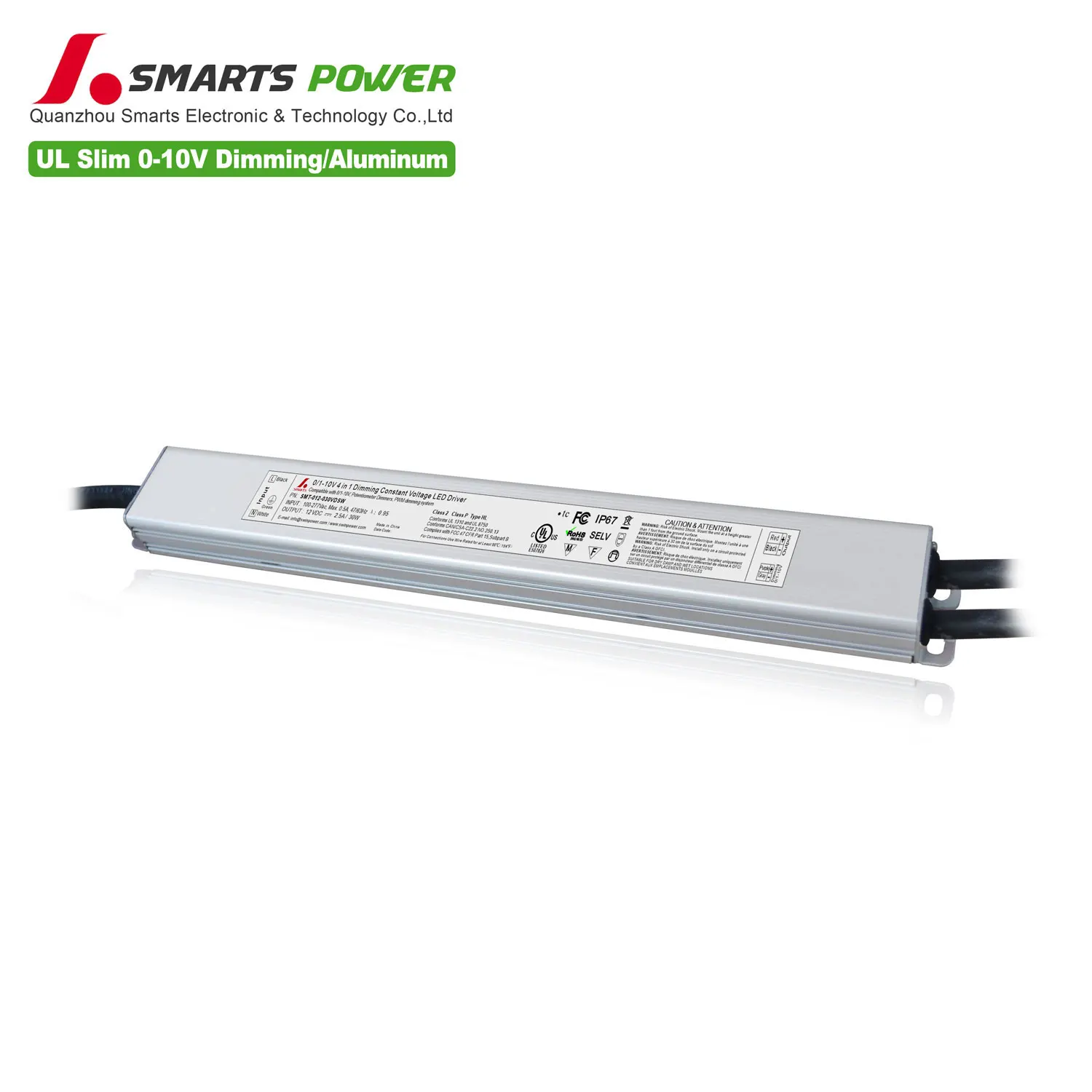 277Vac SLim size 0-10v dimming constant voltage 12v 24v led driver 30w
