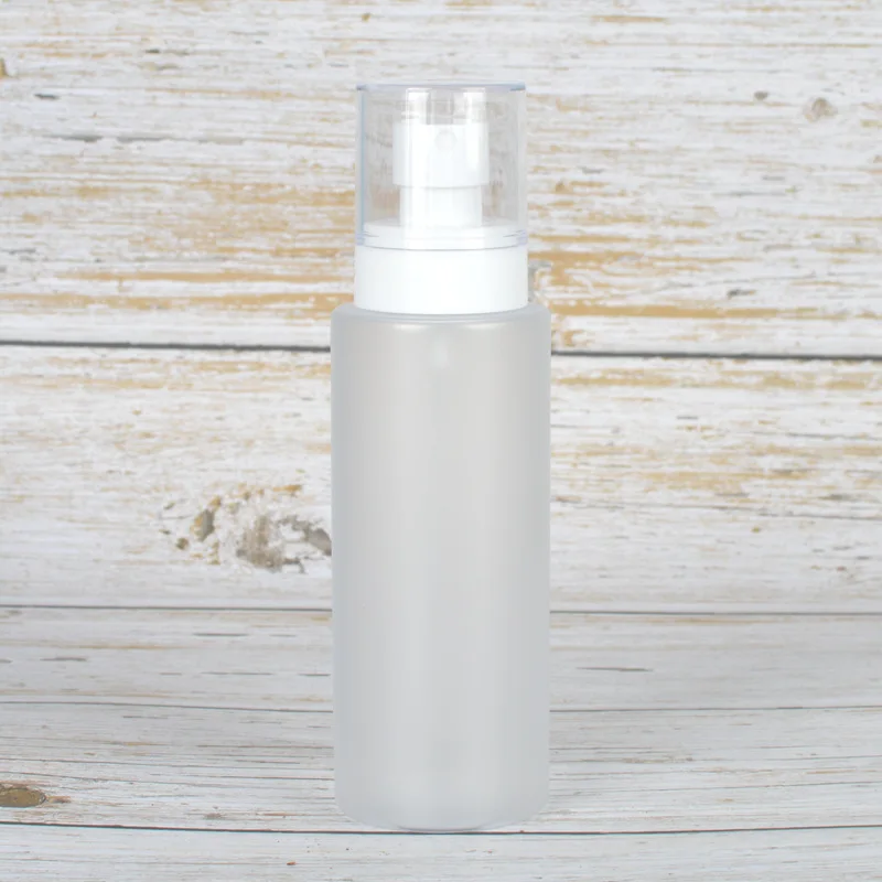 Custom logo white 150ml 230ml frosted PET spray cap bottle make up Cleansing foam bottle spray toner bottle cargo in store